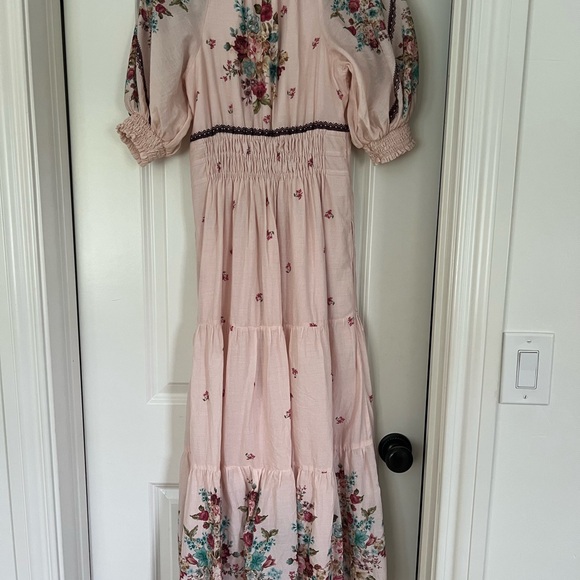 Anthropologie Pink Floral Puff-Sleeve Maxi Dress - Picture 2 of 4